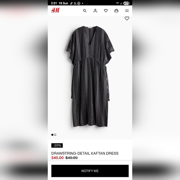 H&M XL \ XXL DRAWSTRING-DETAIL KAFTAN DRESS - Picture 6 of 6